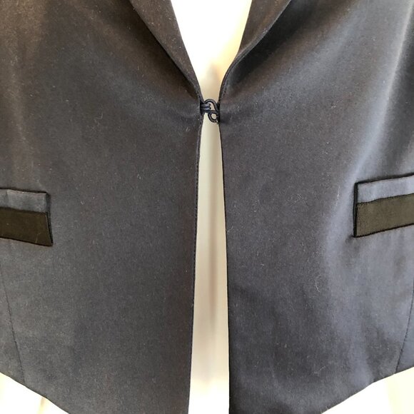 Rebecca Taylor Navy and Black Satin Cropped Tuxedo Jacket, Sz 4 - Picture 10 of 14